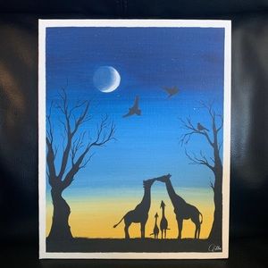 Family giraffes hand painted